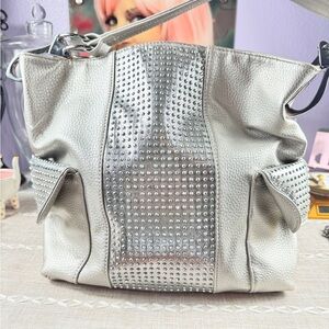 Silver Studded Glass Tote Bag - Versatile Women's Shoulder Bag